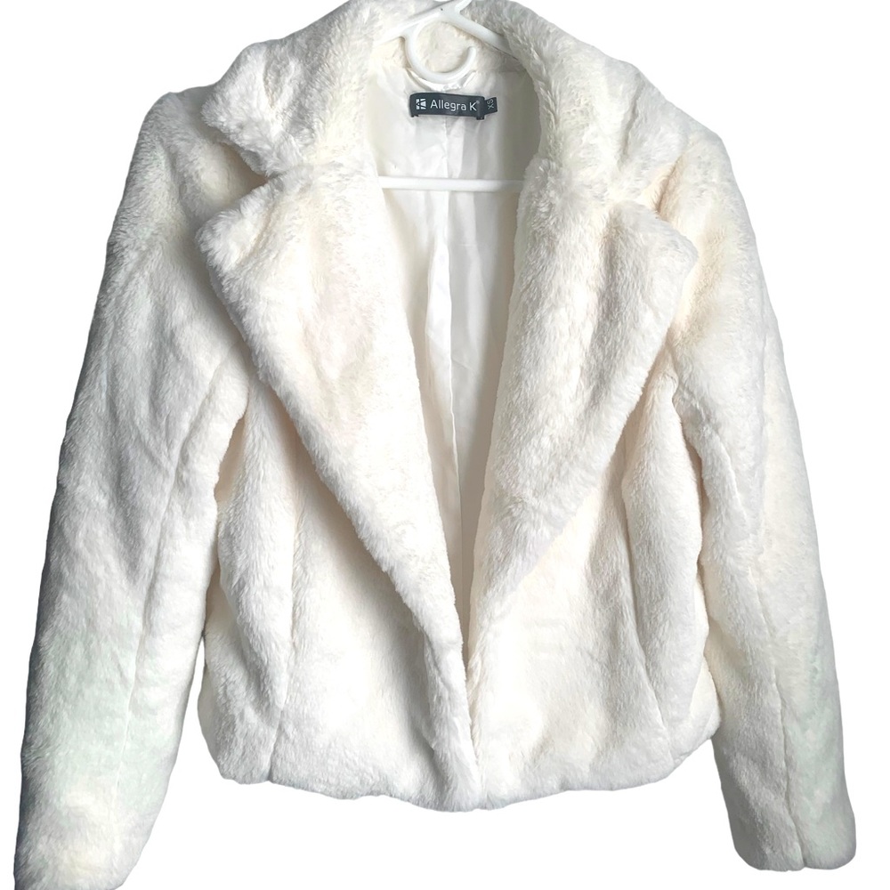 ALLEGRA K Cream/White Faux Fur Jacket Size xs - Picture 2 of 7